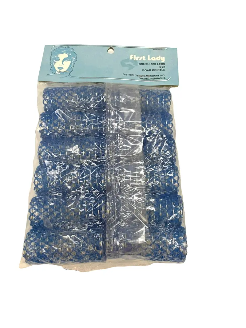 1 1/8″ Blue Hair Brush Rollers – 2.5″ Long, 12-Pack