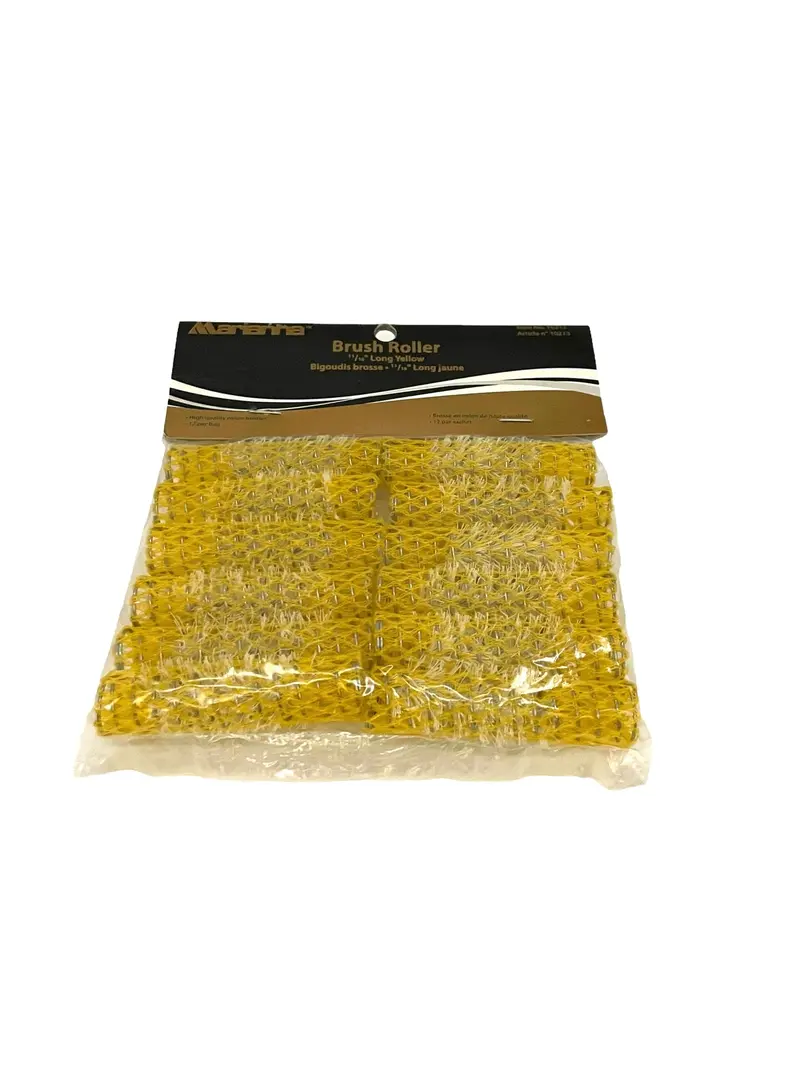11/16″ Yellow Hair Brush Rollers – 2 7/8″ Long, 12-Pack