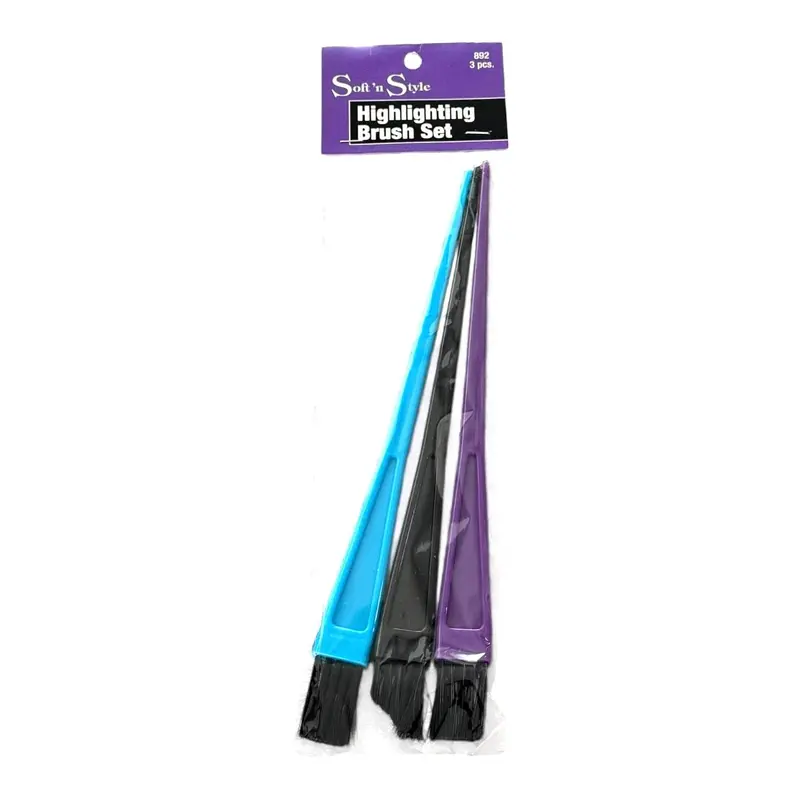 3-Piece Highlighting and Tint Brush Set for Precision Coloring