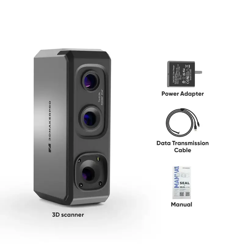 3DMakerpro Seal Lite Handheld 3D Scanner – 0.02mm Precision, 10 FPS, Anti-Shake Optics