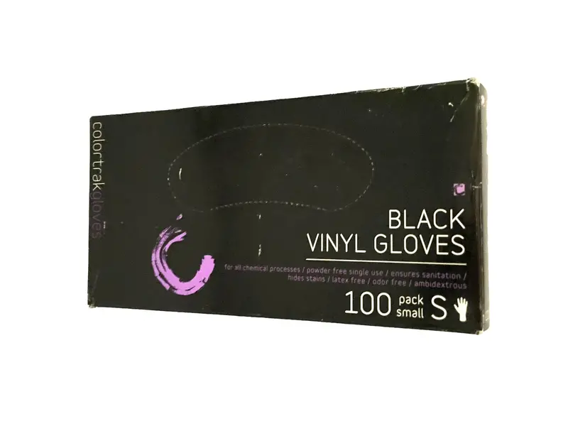 Black Color Track Vinyl Disposable Gloves – Small Size, 100-Count Pack