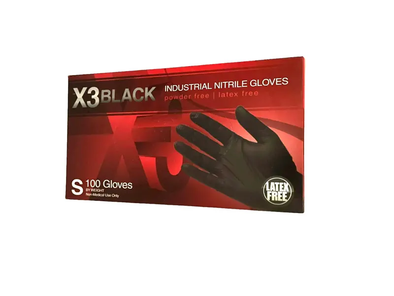 Black Nitrile Industrial Gloves – Powder-Free & Latex-Free, Small, 100-Count Pack
