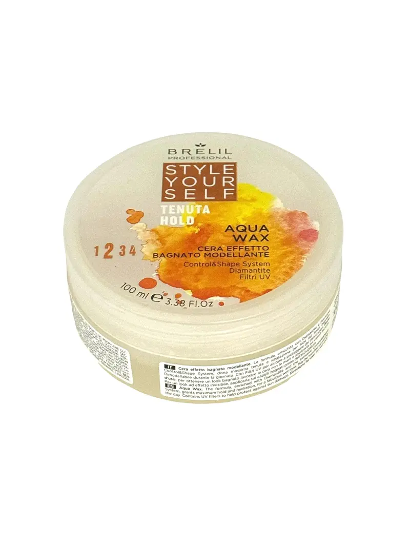 Brelil Aqua Wax Styling Gel – Wet-Look Finish, Medium Hold (Level 2), 3.38 oz