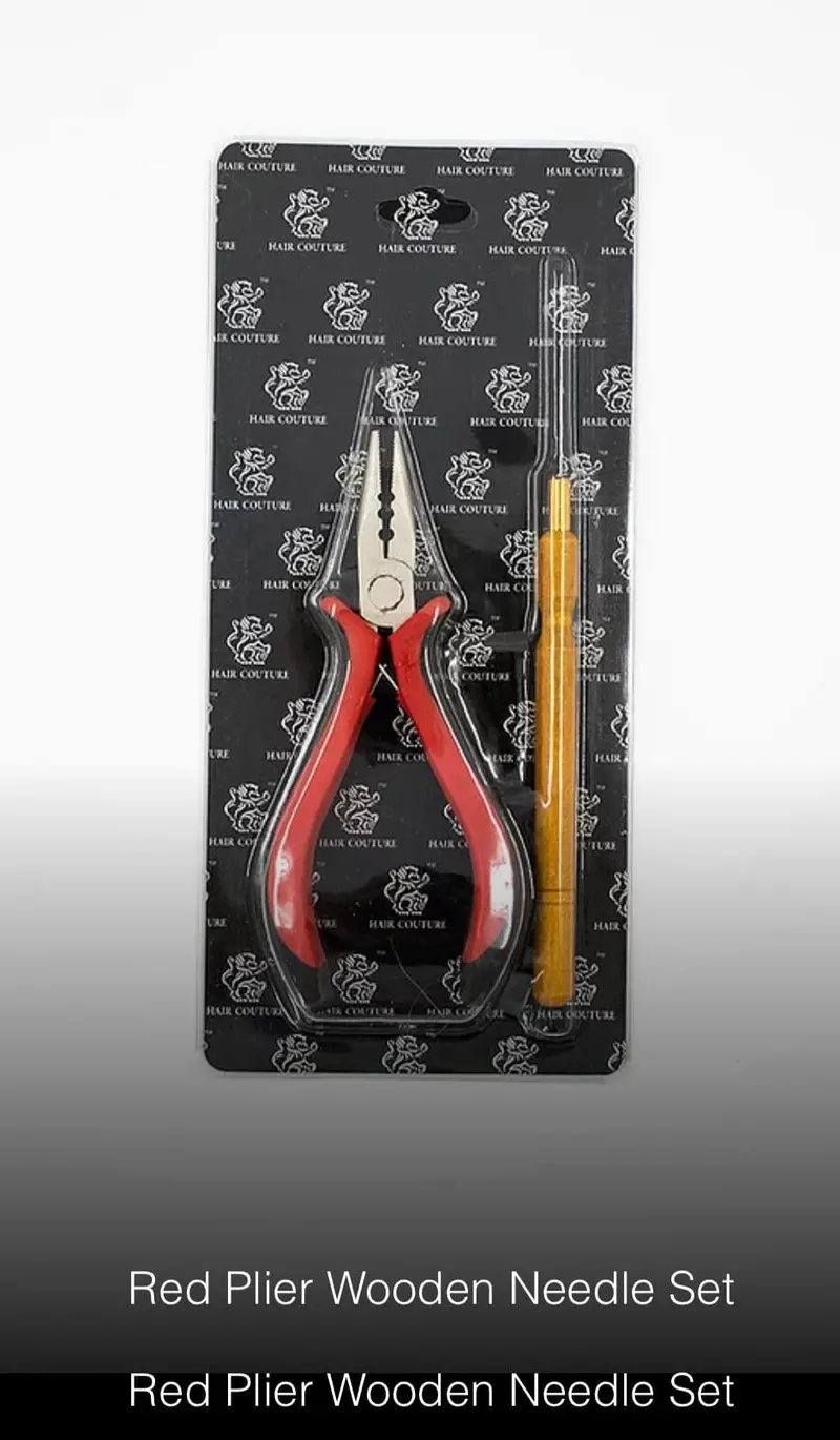 Hair Couture Red Pliers & Wooden Needle Extension Tool Set