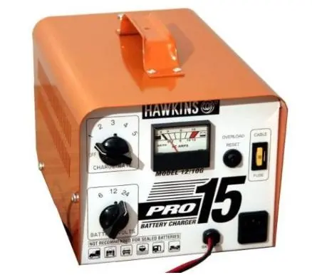 Hawkins Pro 15 Manual Multi-Voltage Charger – 6/12/24V, 10A