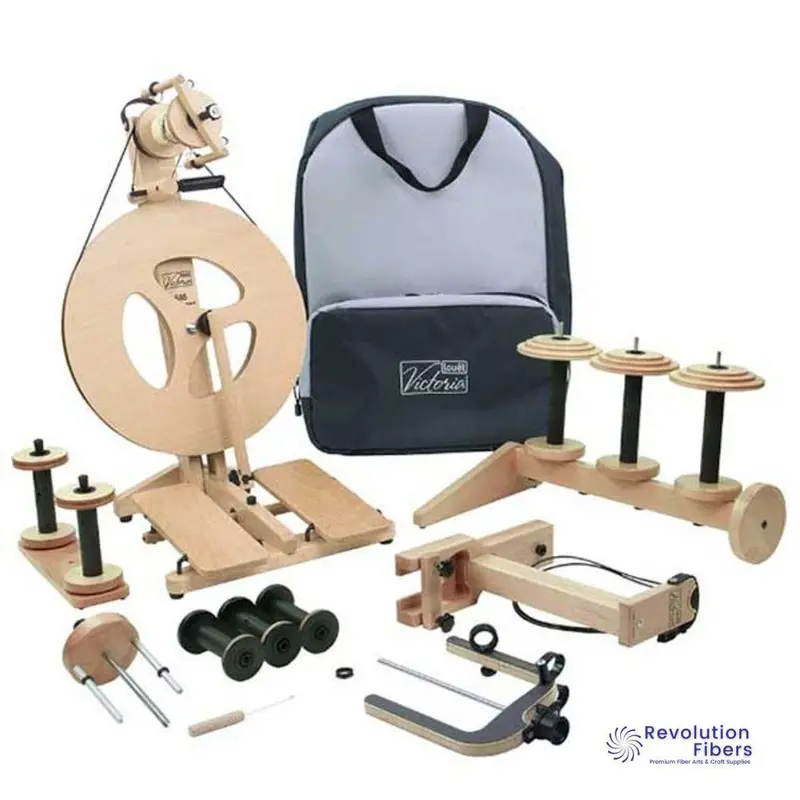 Louet Victoria Fully Equipped Spinning Wheel Package – Includes All Essential Accessories