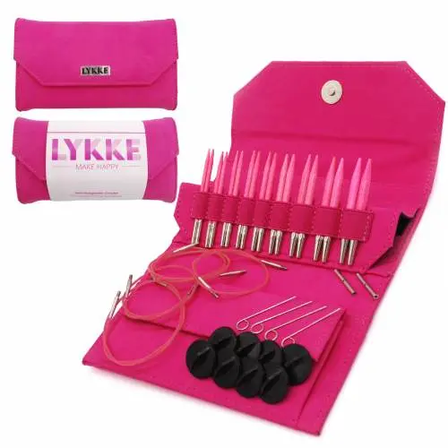 Lykke Blush 3.5″ Interchangeable Circular Knitting Needle Kit with Compact Carrying Case