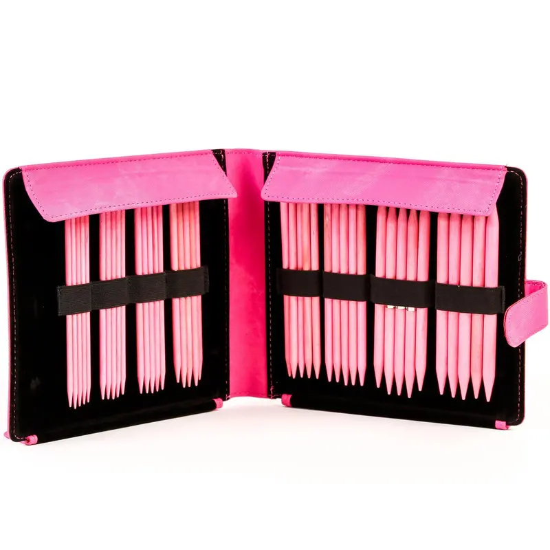 Lykke Blush Large Double-Pointed Needle Set – 6″ Length, With Organizer Case