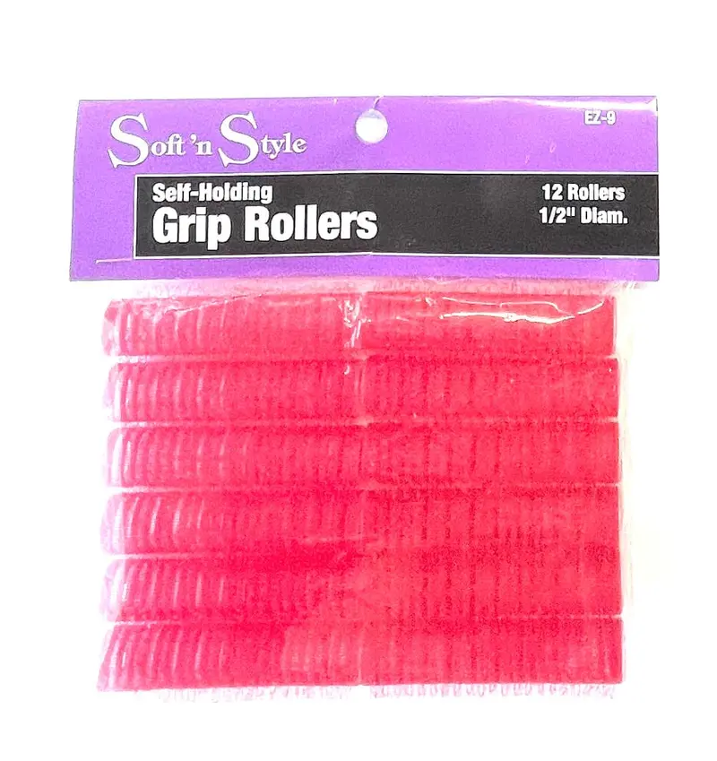 Red Self-Grip Hair Rollers – 12-Pack, 1/2″ Diameter × 2.5″ Length