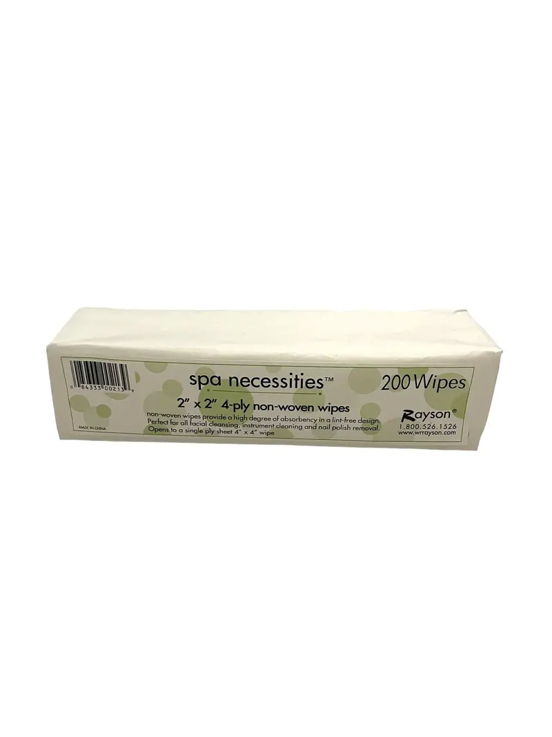 Spa Necessities Non-Woven 2″ x 2″ Wipes – 4-Ply, Lint-Free, 200-Count