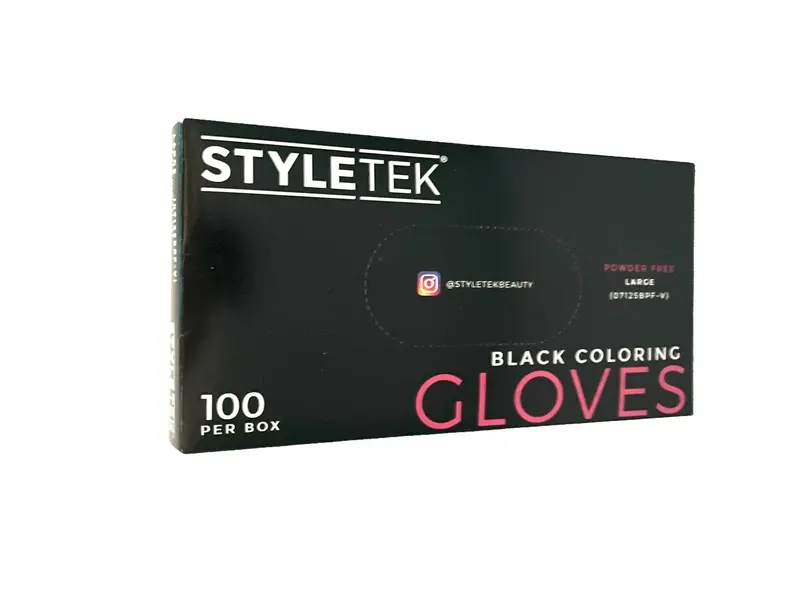 Style Tek Vinyl Disposable Gloves – Powder-Free Black, Large Size (100 Count)