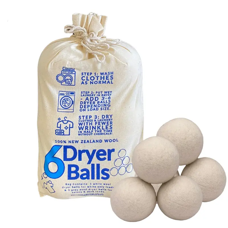 XL Felted Wool Dryer Balls – 6-Pack Eco-Friendly Fabric Softener Alternative