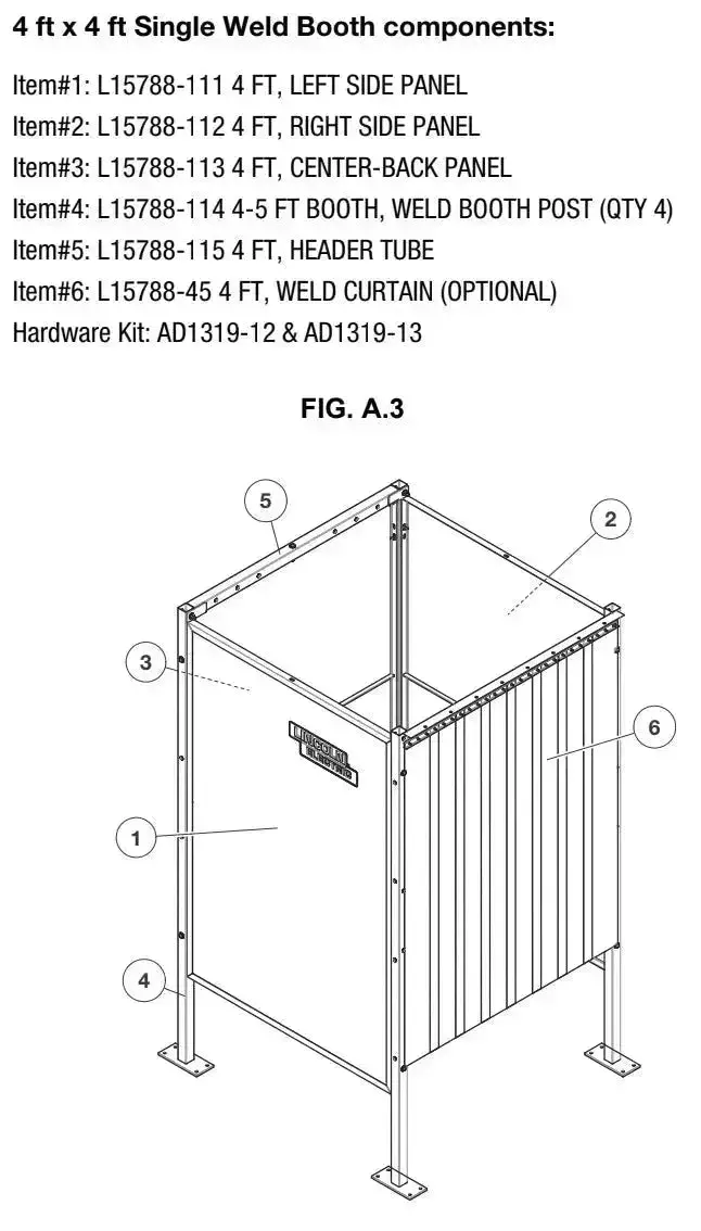 Lincoln 4′ × 4′ Single-Station Welding Booth With Curtain (L15788-45) 1